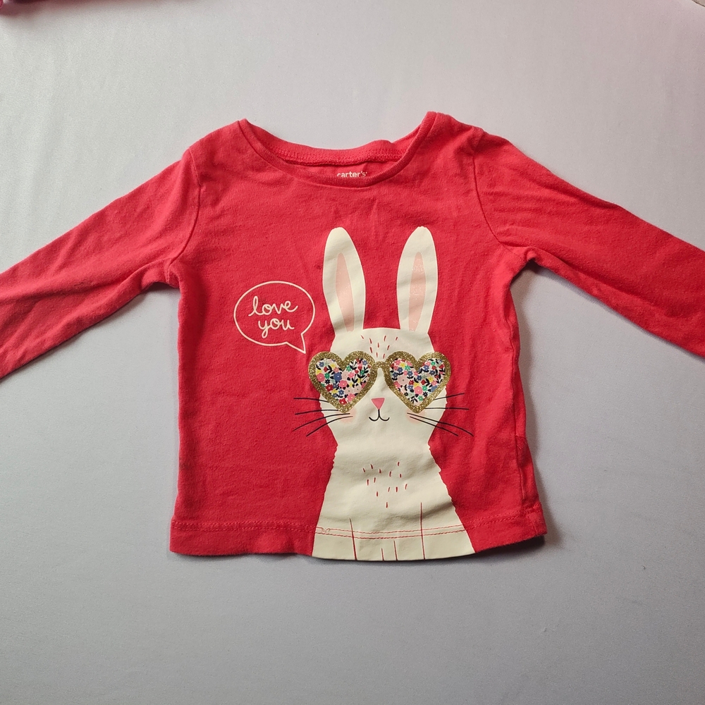 Carter's Red Long Sleeve Bunny Tees
